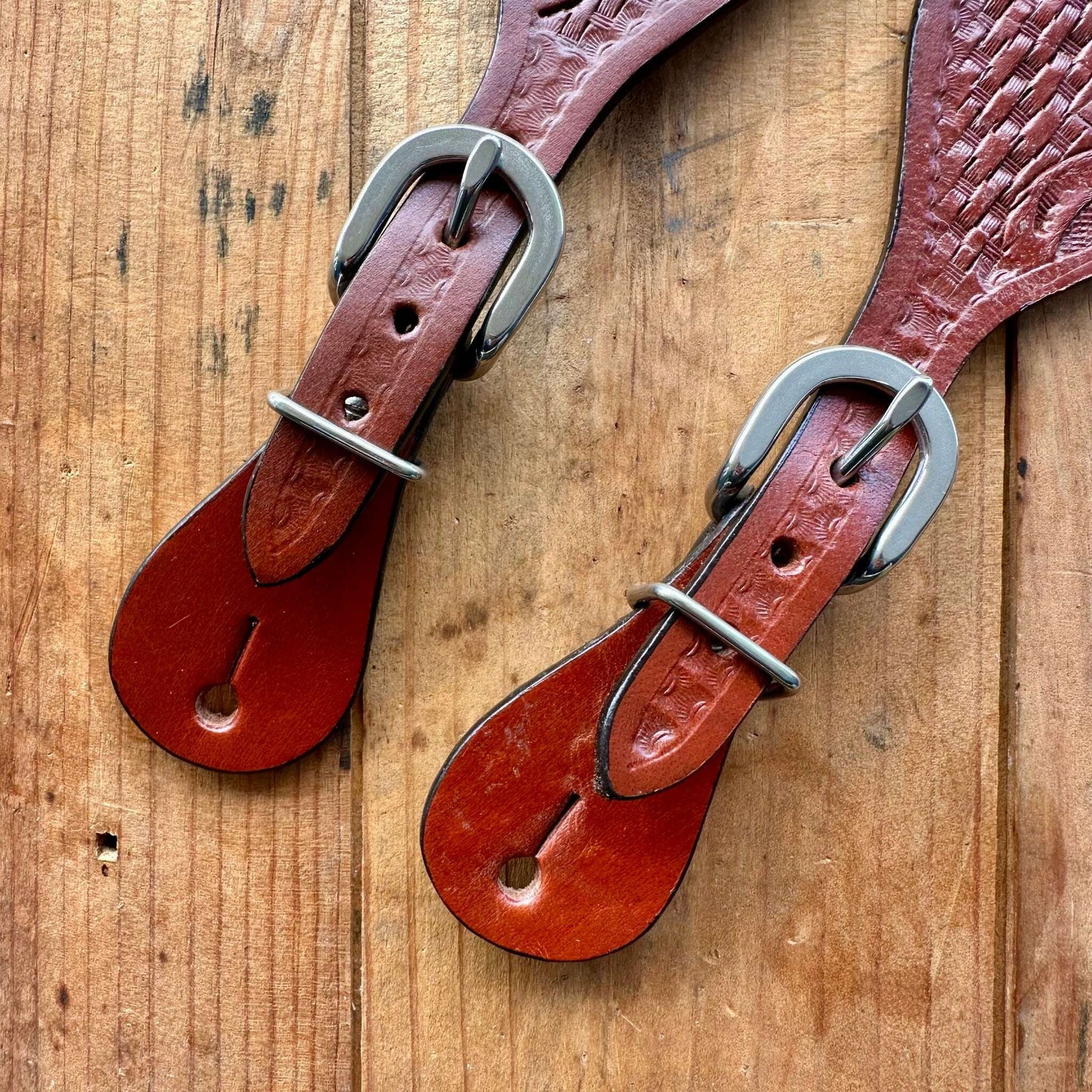 Youth Size Floral Tooled Spur Straps