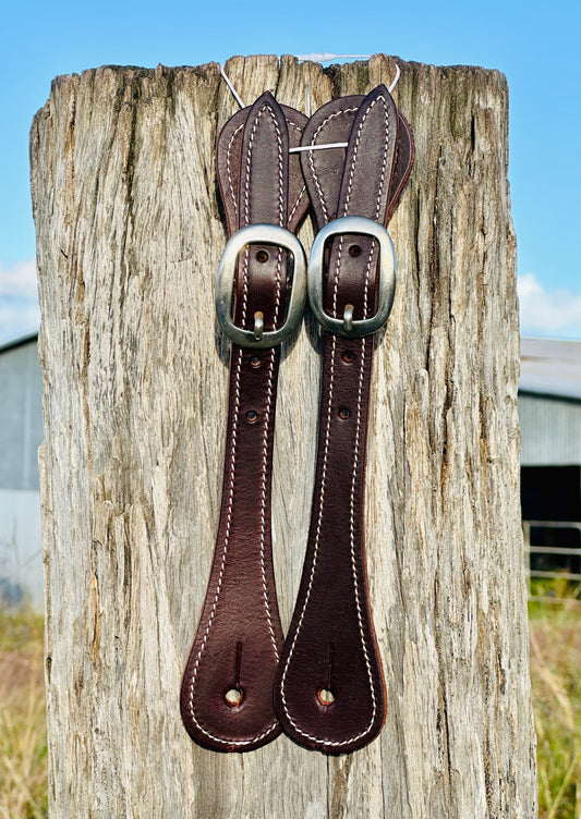 Argentine Dark Oiled Leather Spur Straps - Dustybutts Australia