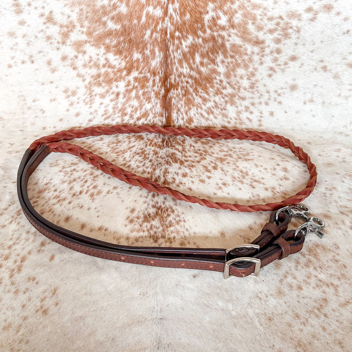 Dustybutts Twisted Bloodknot Barrel / Roping Reins - Brown