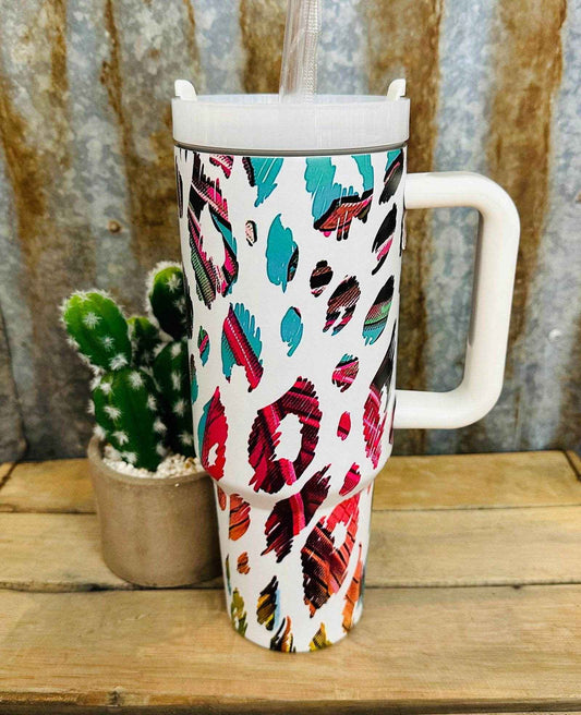 40oz Feathers Tumbler // Multi Coloured - Dustybutts Australia