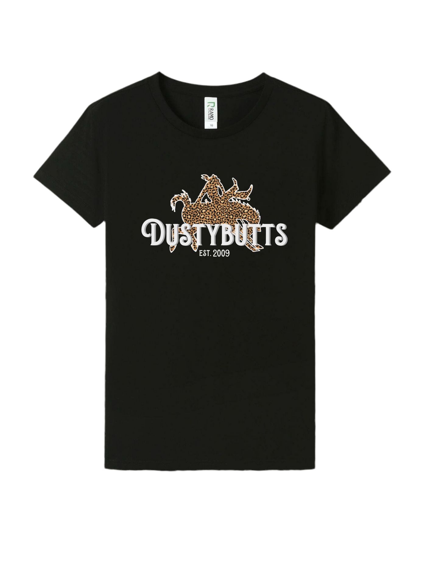 Dustybutts Black 100% Cotton Tee - ‘Leopard’