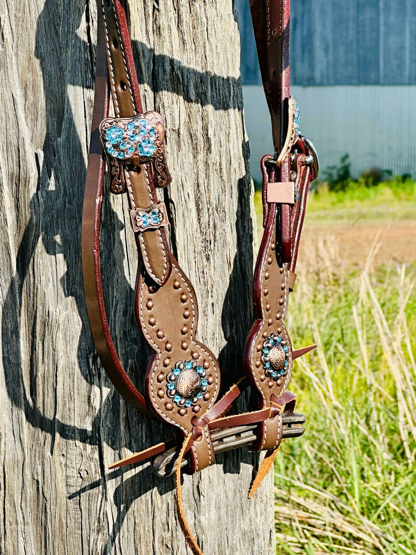 dustybutts-leather-browband-bridle-with-turquoise-buckstitch---dark-oilbridlesdustybutts-australia-35084934