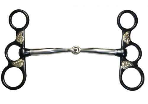 Black Steel Bit With Engraved Silver Oak Leaves - Dustybutts Australia