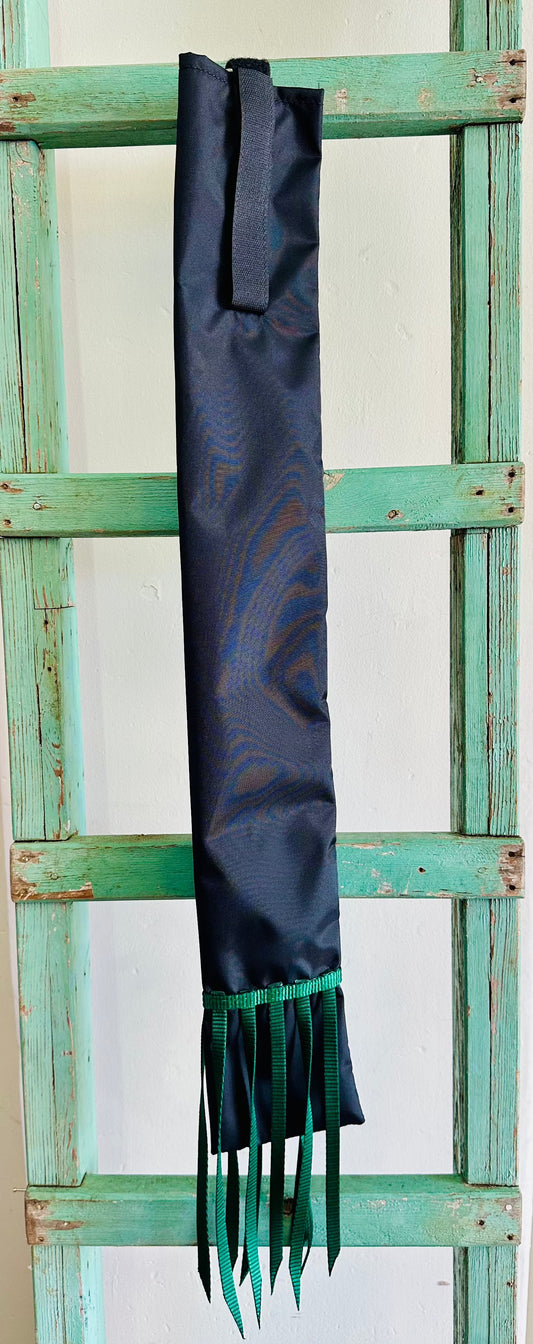 Black Tail Bag With Green Whippers // Long - Dustybutts Australia