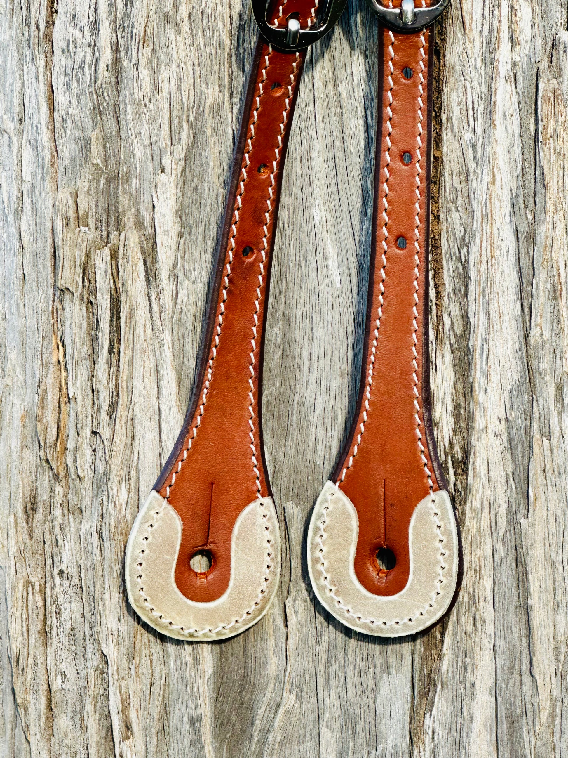 Argentine Leather Spur Straps With Rawhide Edging - Dustybutts Australia
