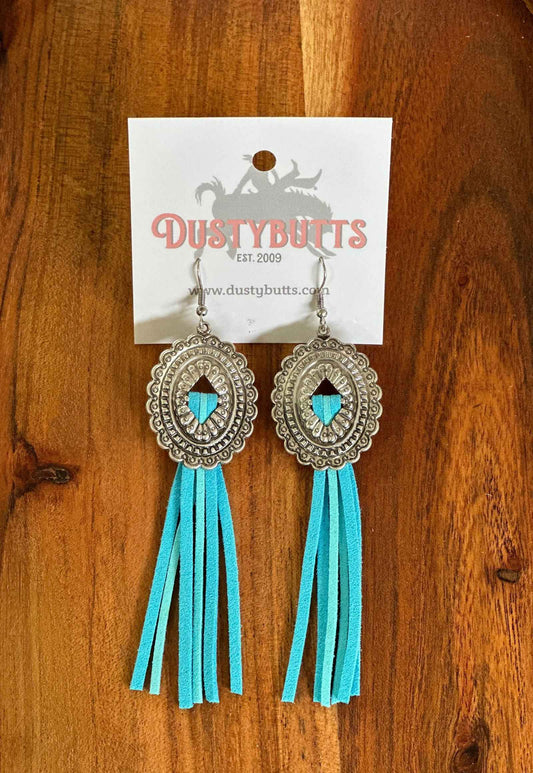 Concho & Leather Tassel Earrings - Dustybutts Australia
