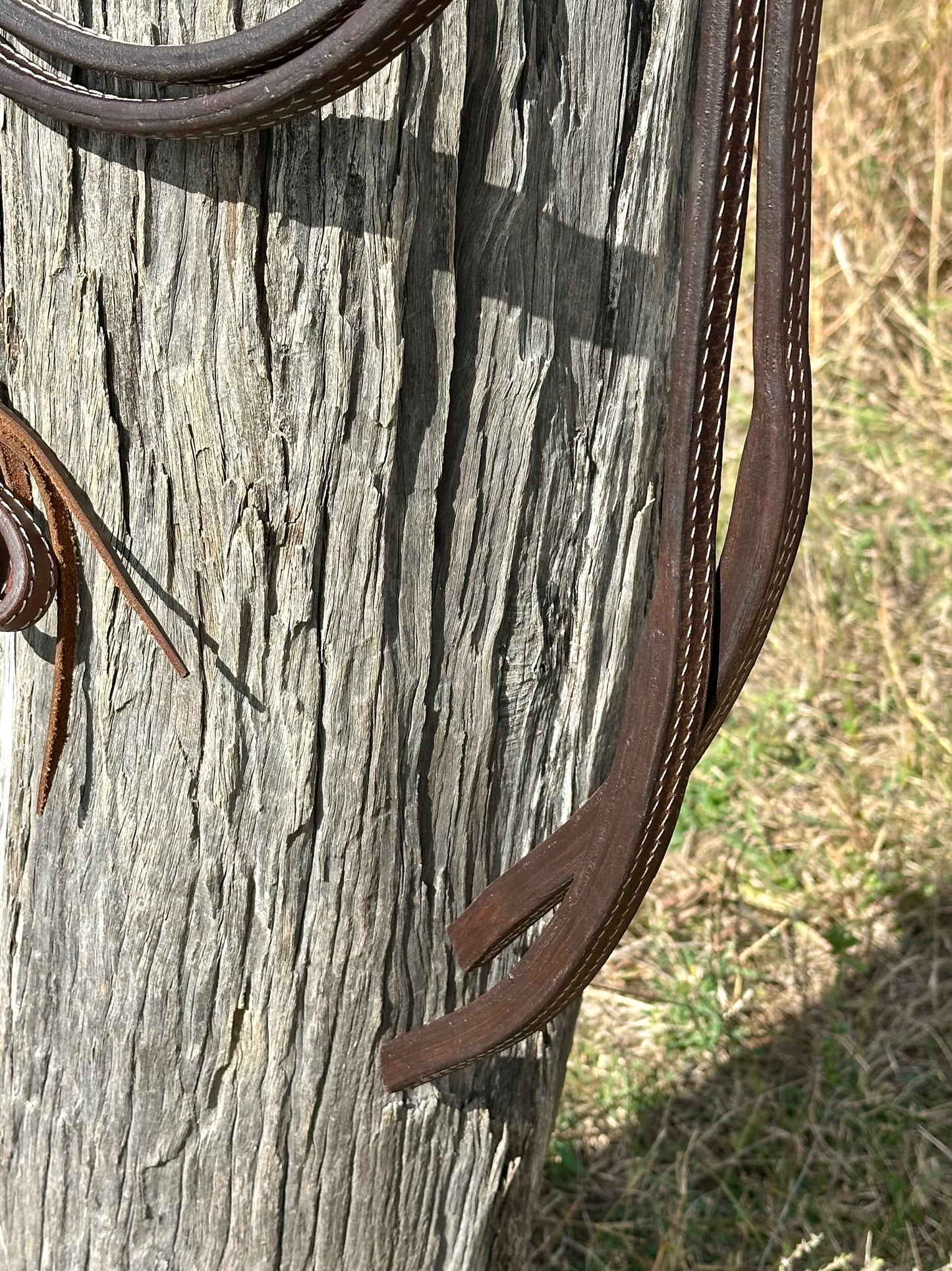 Dustybutts 5/8” Oiled Harness Leather Split Reins // 8 Foot
