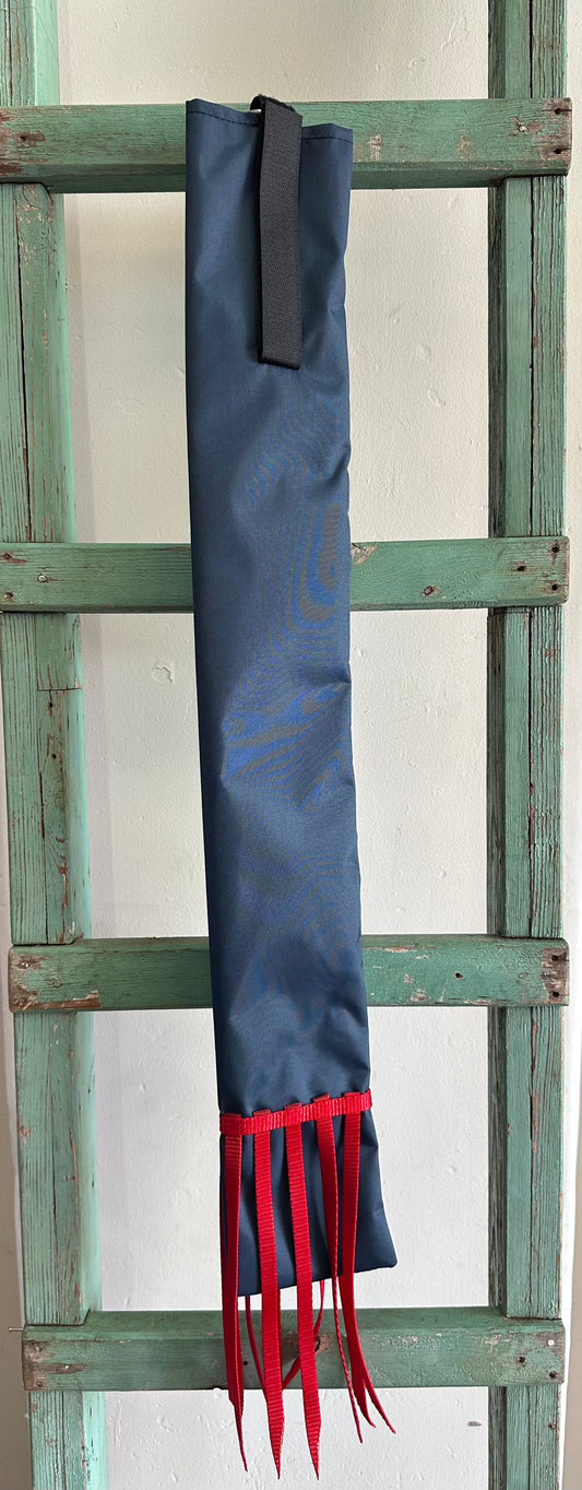 Dark Blue Tail Bag With Red Whippers // Long - Dustybutts Australia