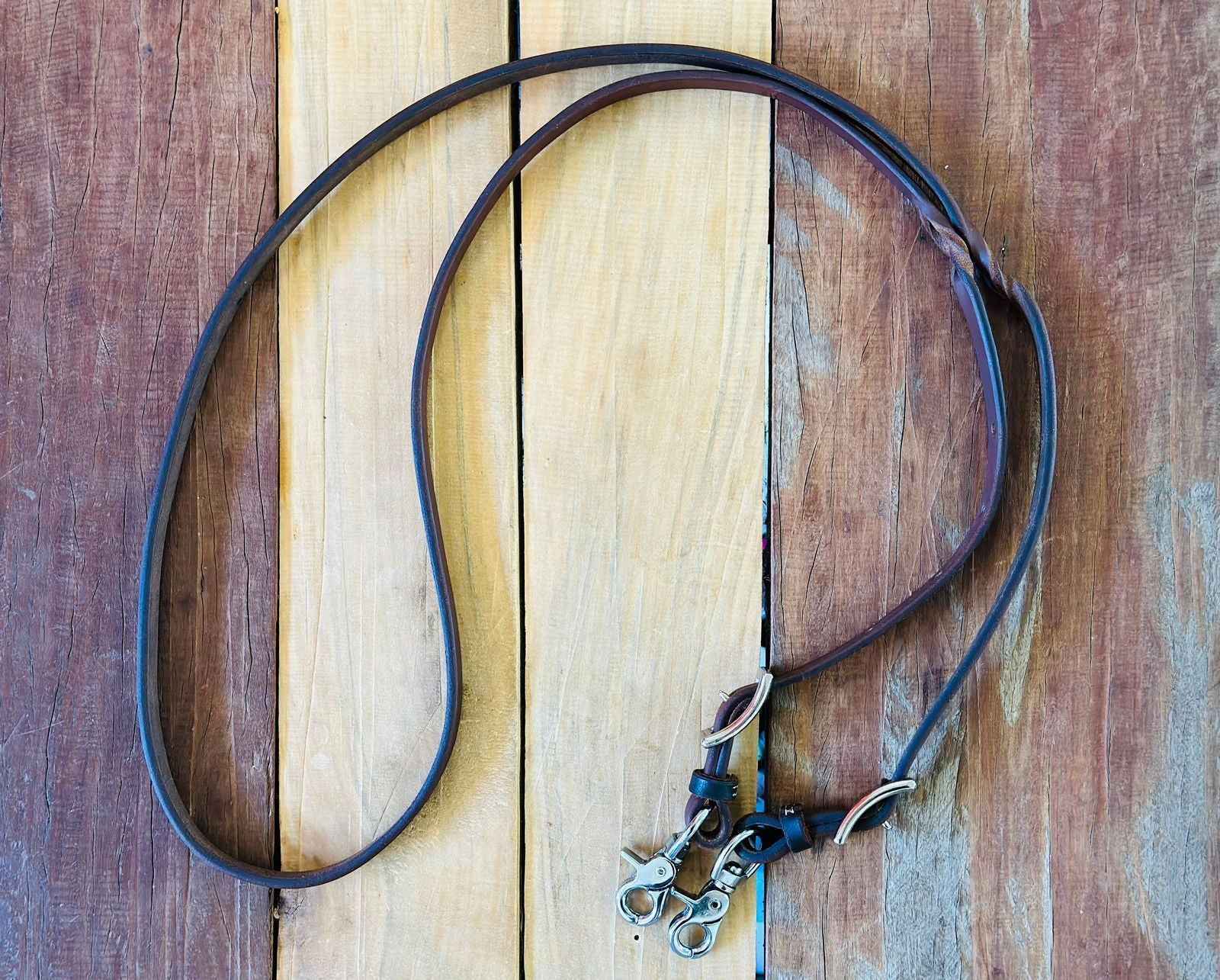 Dustybutts Harness Leather Flat Barrel Racing / Roping Reins - 6’6”