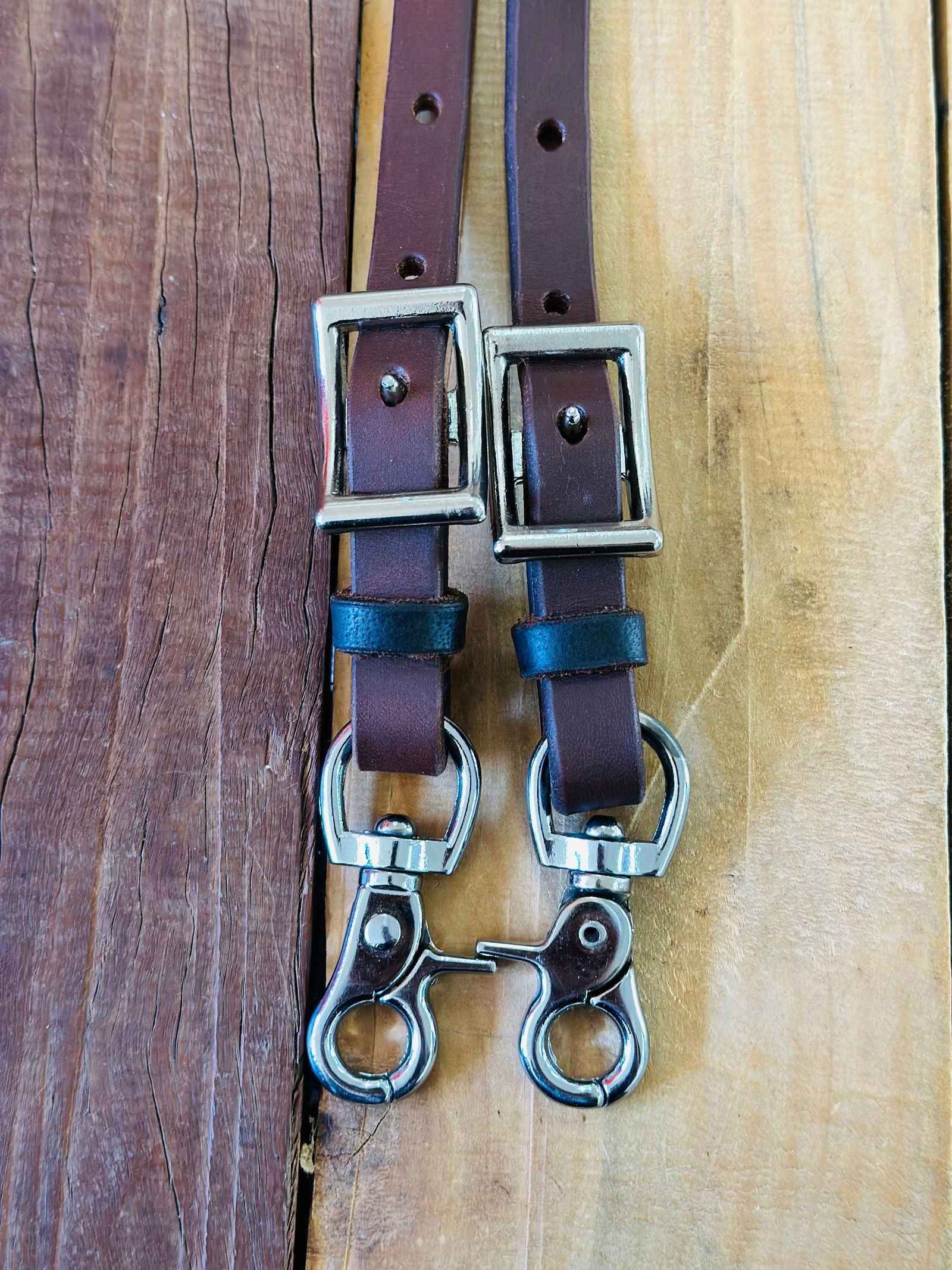 Dustybutts Harness Leather Flat Barrel Racing / Roping Reins - 6’6”