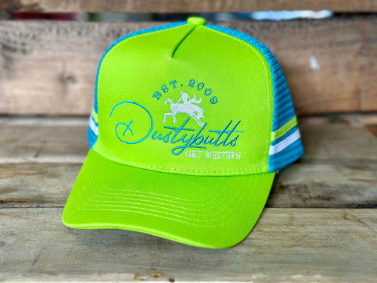 Dustybutts Trucker Cap // Lime & Blue - Dustybutts Australia