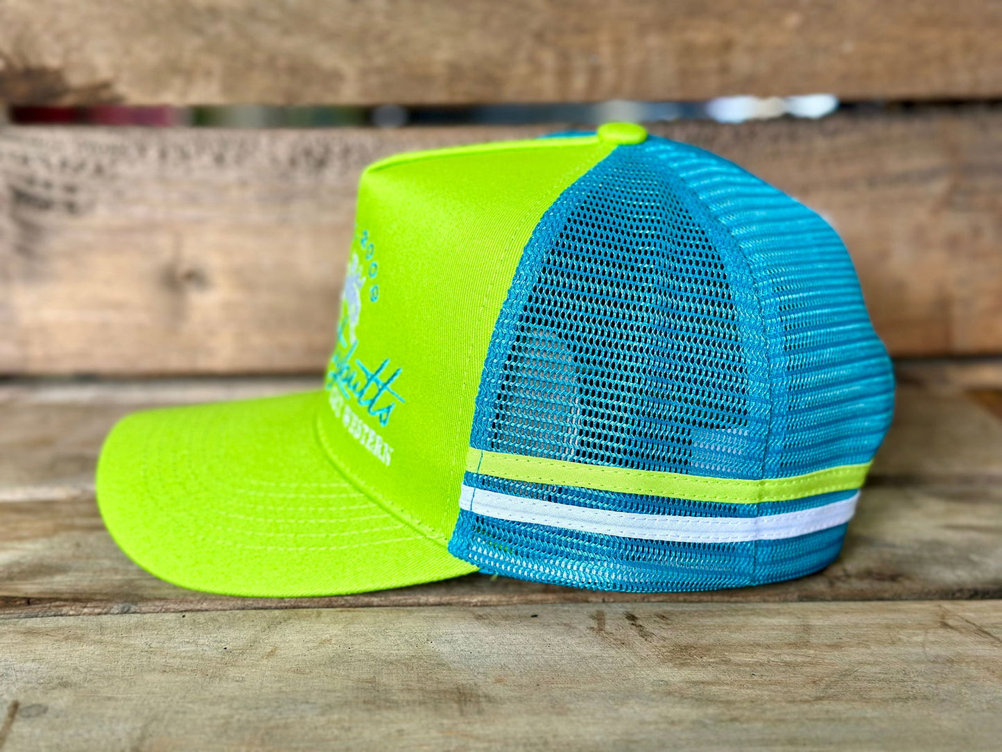Dustybutts Trucker Cap // Lime & Blue - Dustybutts Australia