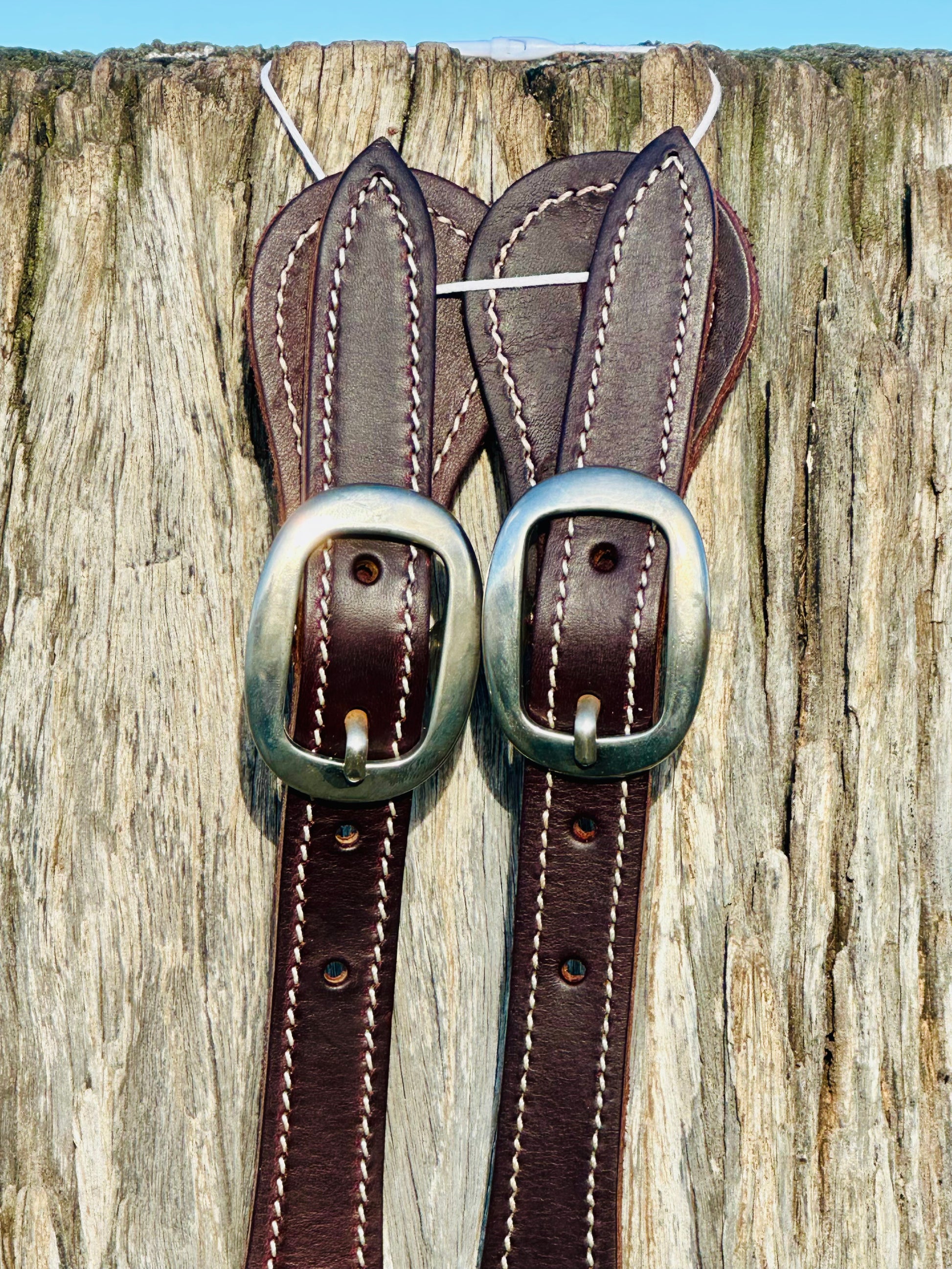 Argentine Dark Oiled Leather Spur Straps - Dustybutts Australia