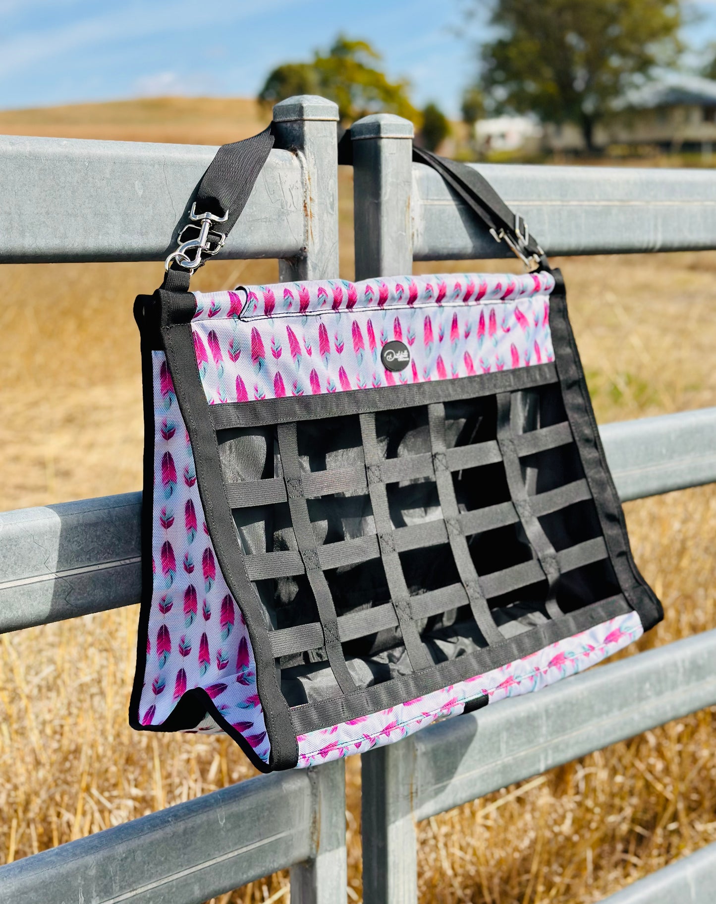 Introductory Price // Dustybutts Top Load Hay Bag- Boho Feathers