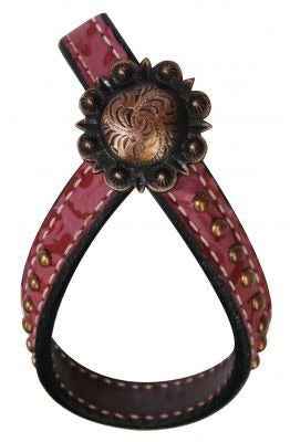 Filigree Leather Tie Down Keeper - Pink - Dustybutts Australia