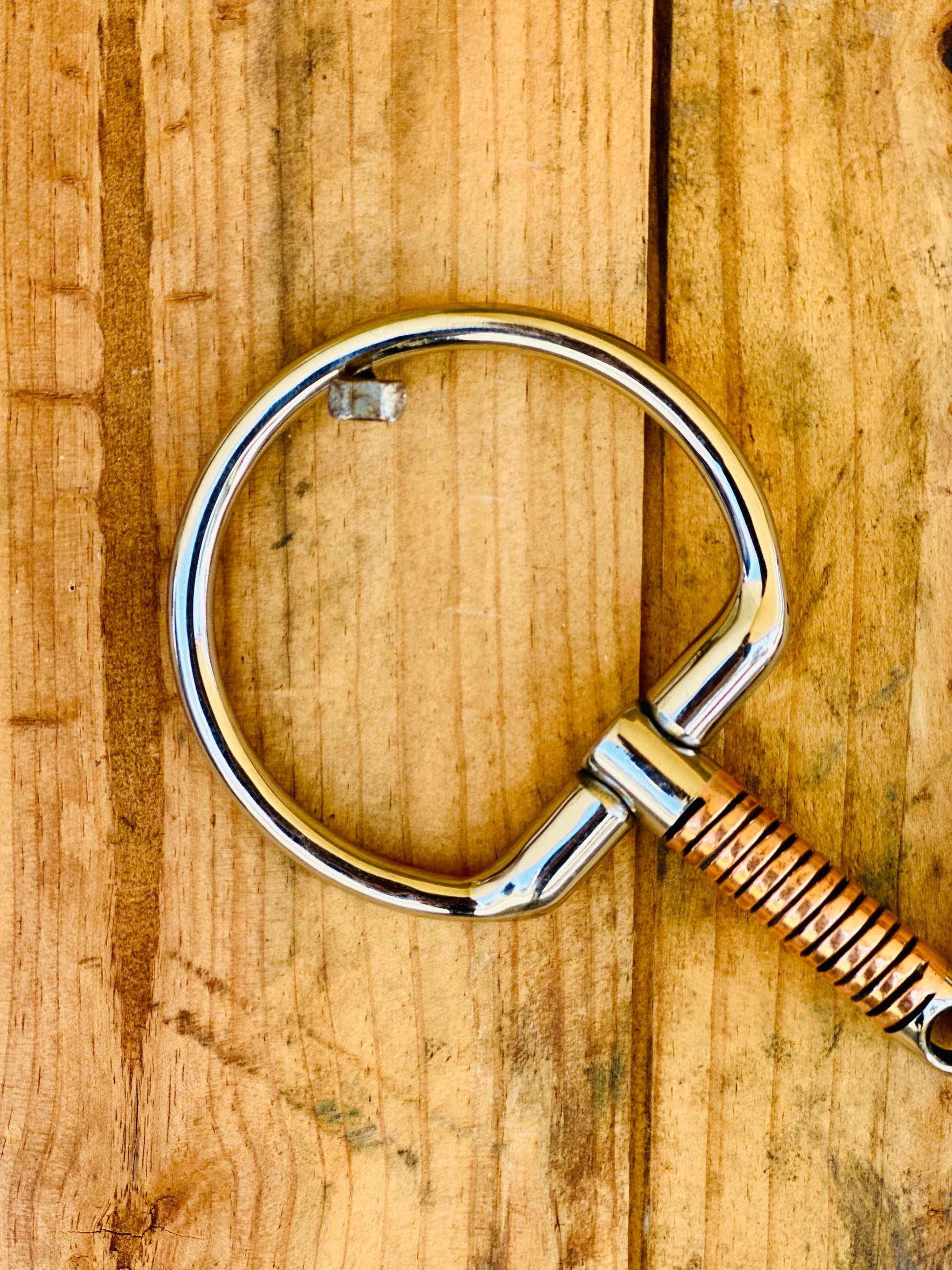 D-Ring Snaffle Bit // Three Piece Copper Wrapped - Dustybutts Australia