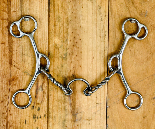 Dustybutts ‘Slim’ Three Piece  Twisted Ported Reverse Gag Bit - Dustybutts Australia