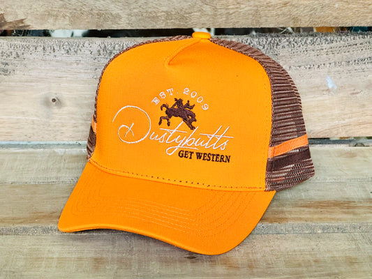 Dustybutts Trucker Cap // Orange & Chocolate - Dustybutts Australia