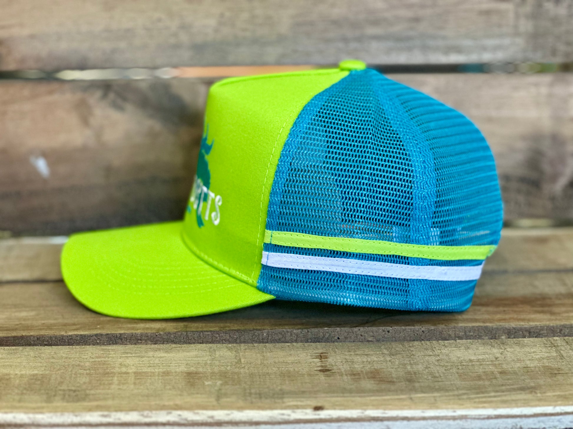 Dustybutts Trucker Cap // Lime & Blue - Dustybutts Australia