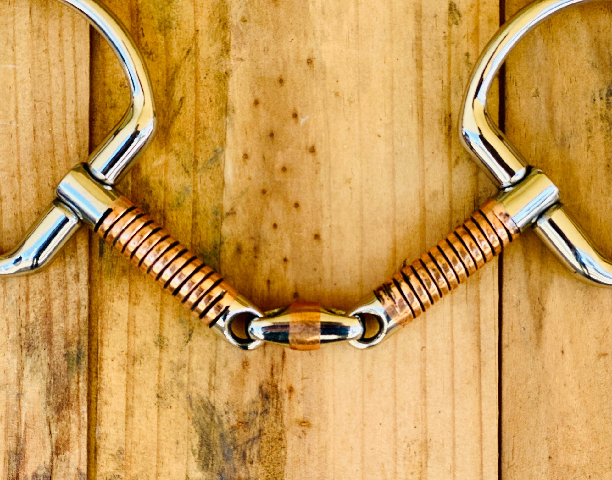 D-Ring Snaffle Bit // Three Piece Copper Wrapped - Dustybutts Australia