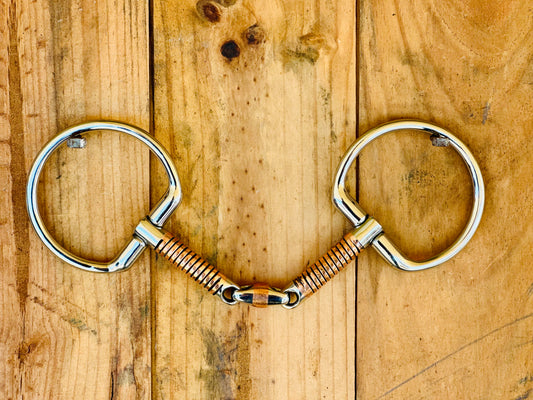 D-Ring Snaffle Bit // Three Piece Copper Wrapped - Dustybutts Australia