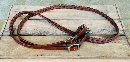 Dustybutts Harness Leather Laced Barrel Racing Reins // Brown