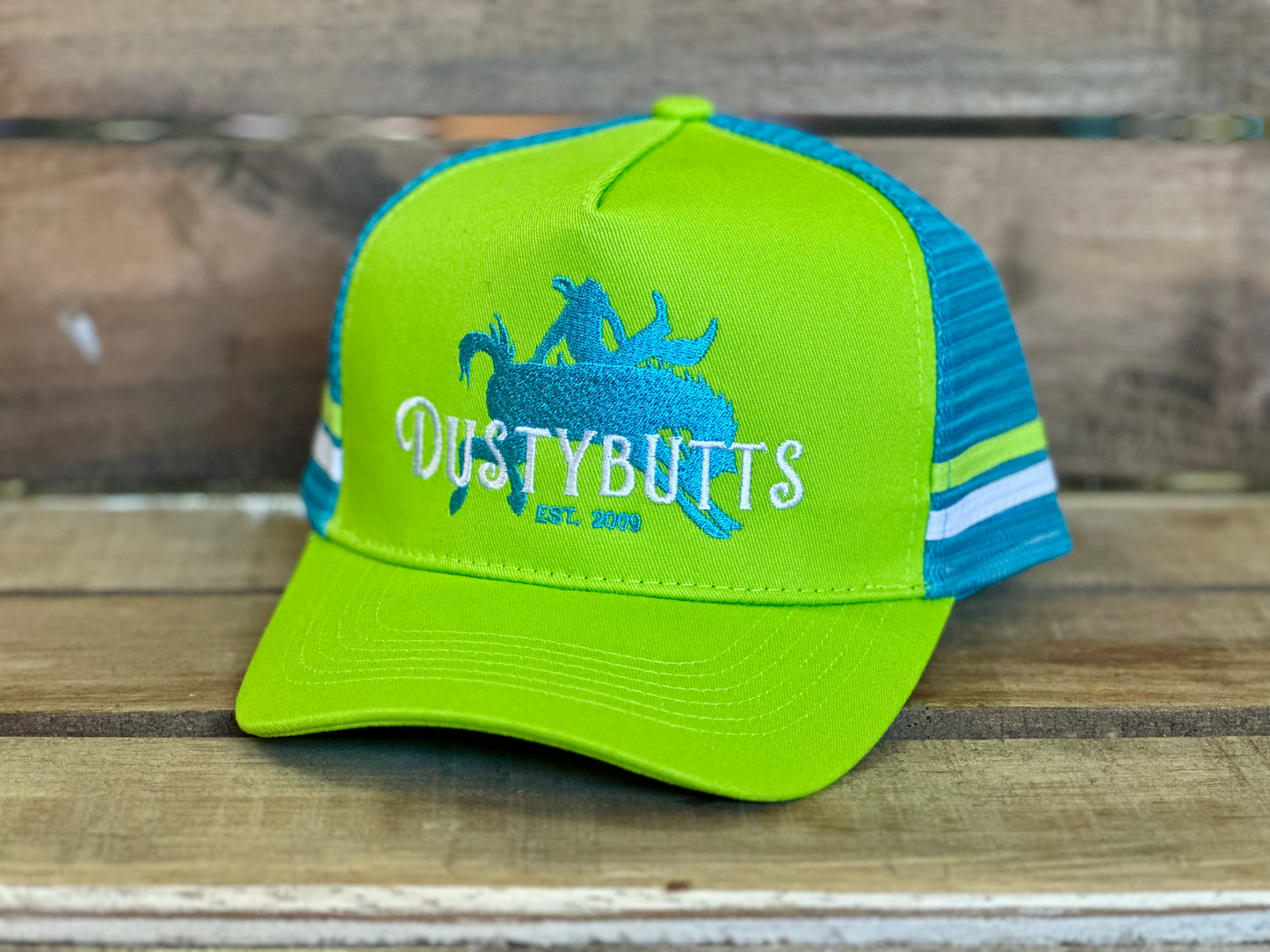 Dustybutts Trucker Cap // Lime & Blue - Dustybutts Australia