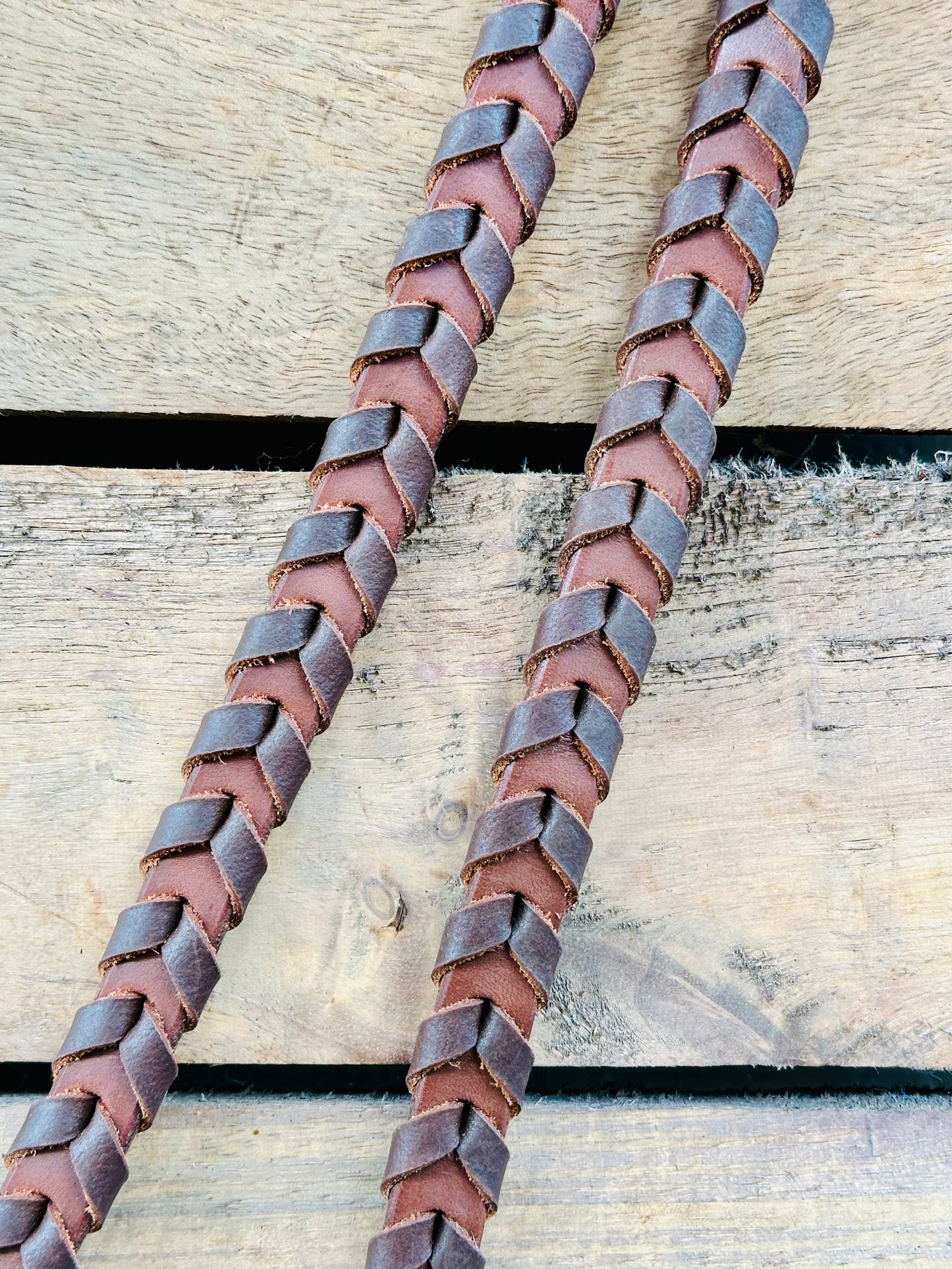 Dustybutts Harness Leather Laced Barrel Racing Reins // Brown
