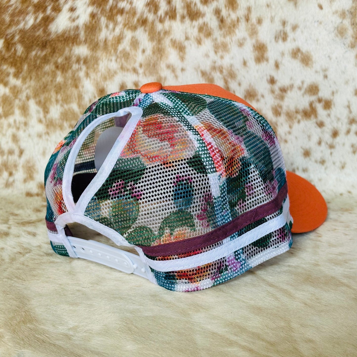 Dustybutts Trucker Cap // Ponytail // Coral & Cactus