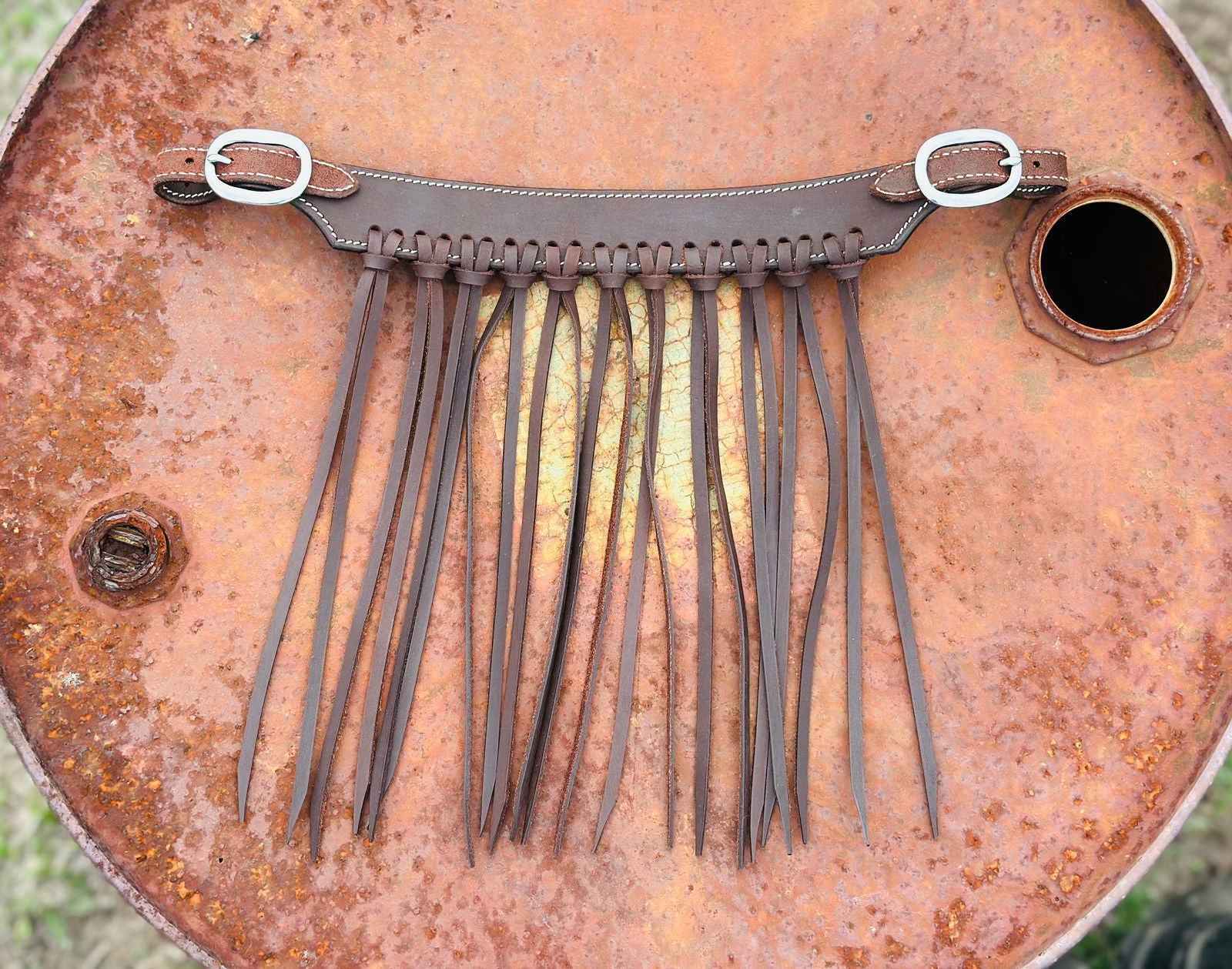 Harness Leather Adjustable Fly Veil // Silver Buckle
