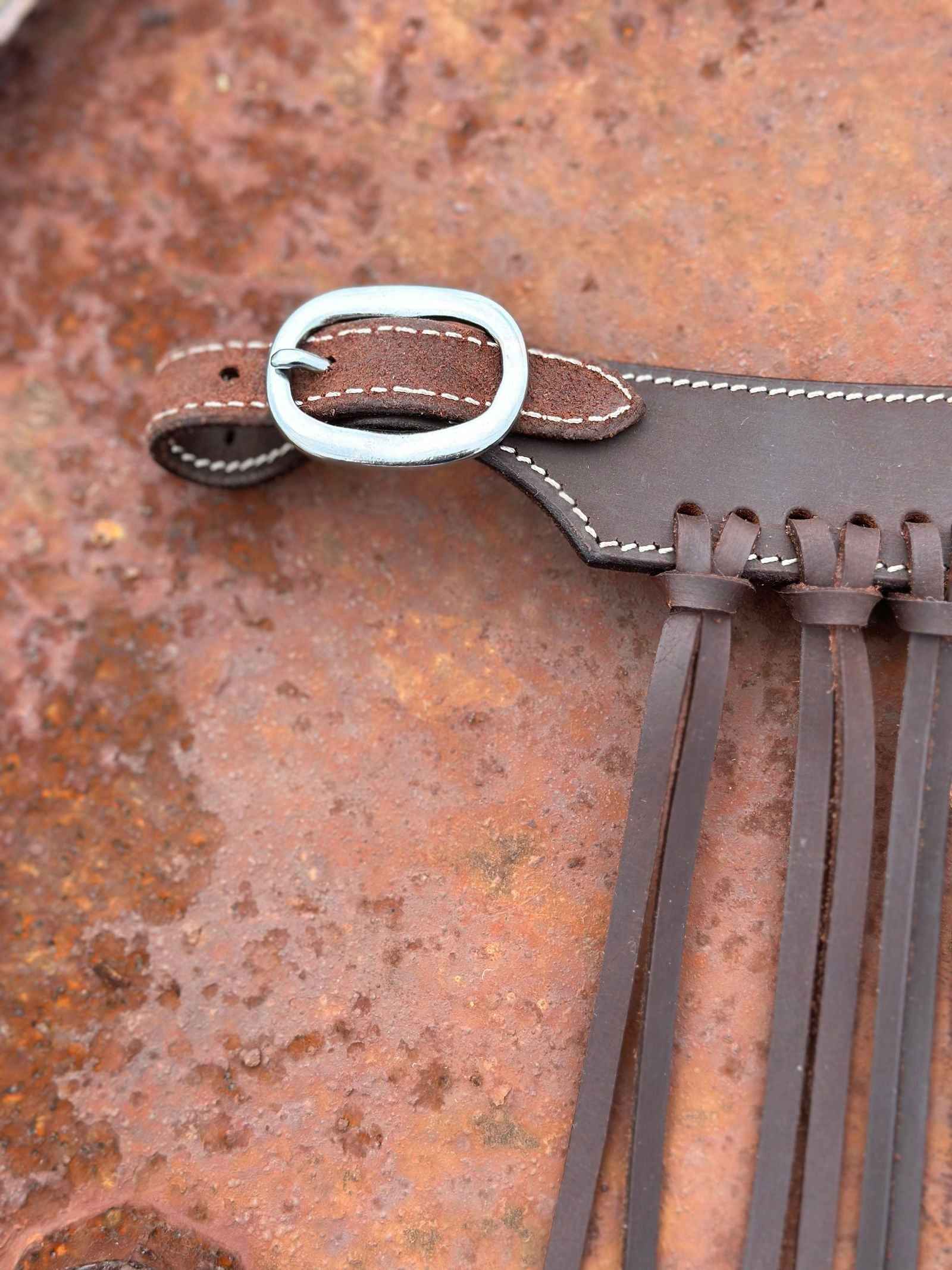 Harness Leather Adjustable Fly Veil // Silver Buckle