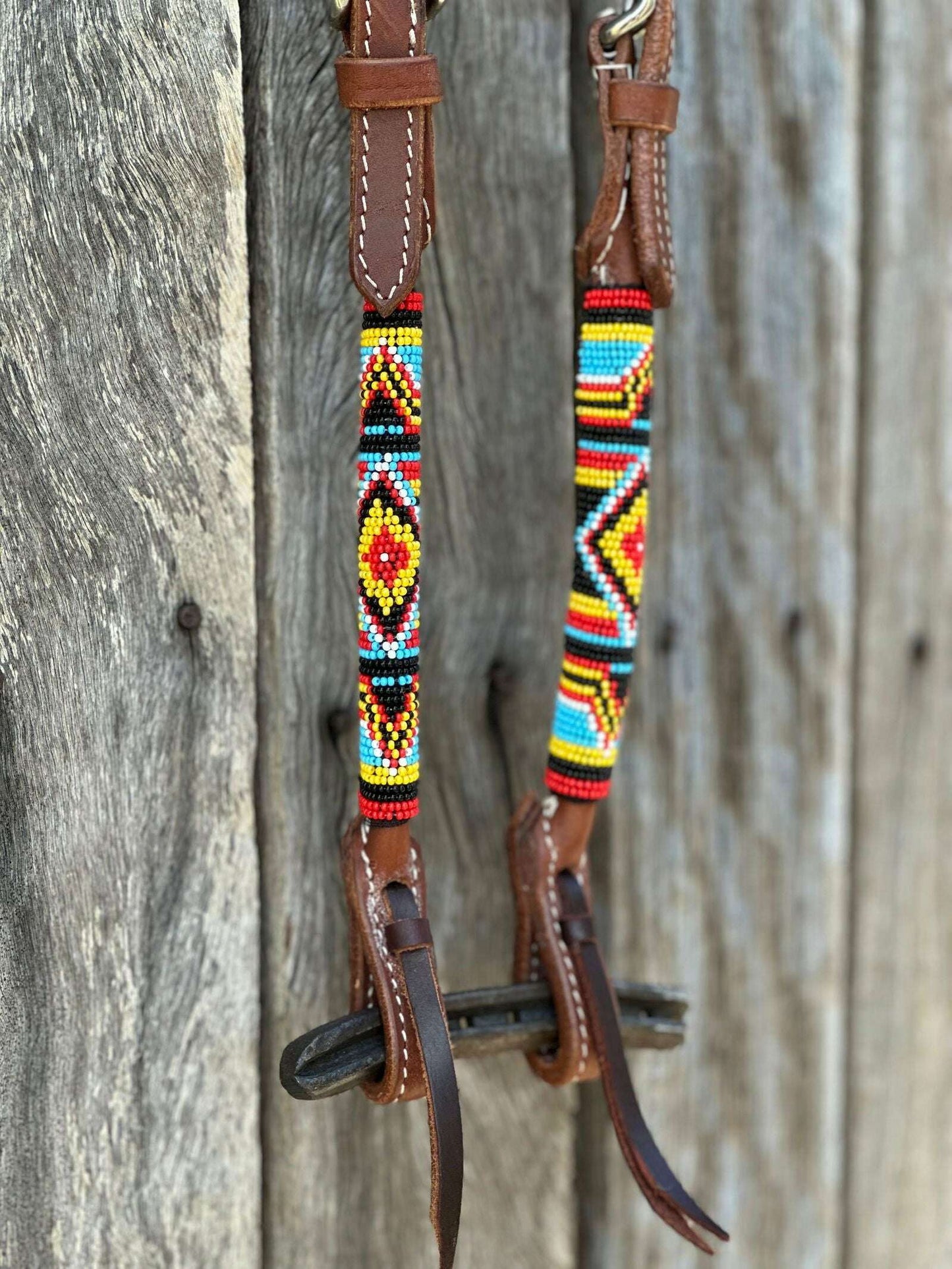 Harness_Leather_One_Eared_Beaded_Bridle_With_Southwest_Design_-_Dustybutts_Australia-7509279