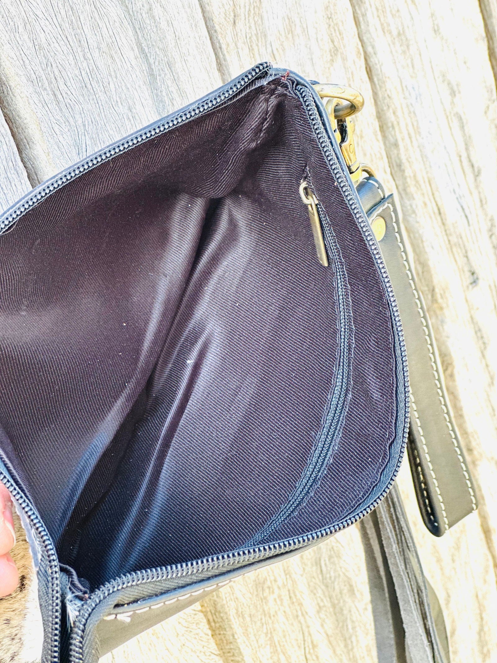 Homer & Hide Cowhide Clutch with Tassels & Tooling Details - Dustybutts Australia