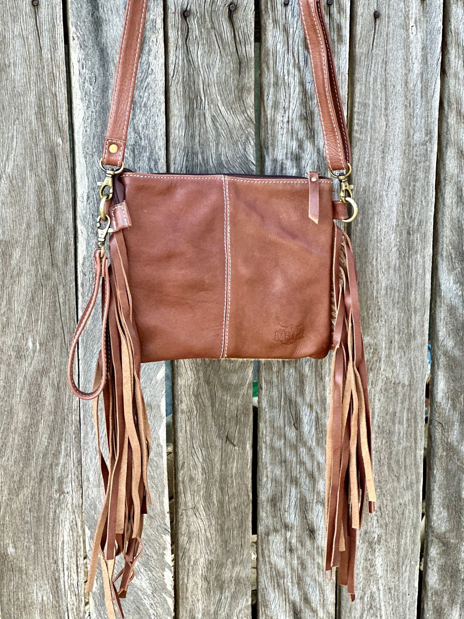 Homer & Hide Cowhide Crossbody with Tassels & Tooling Detail - Dustybutts Australia