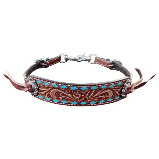 Leather Wither Strap With Buckstitch & Blossom Tooling