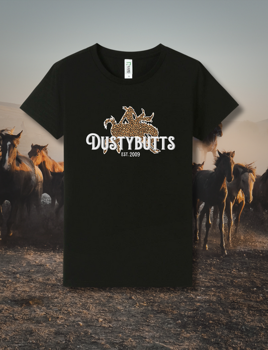 Dustybutts Black 100% Cotton Tee - ‘Leopard’ - Dustybutts Australia