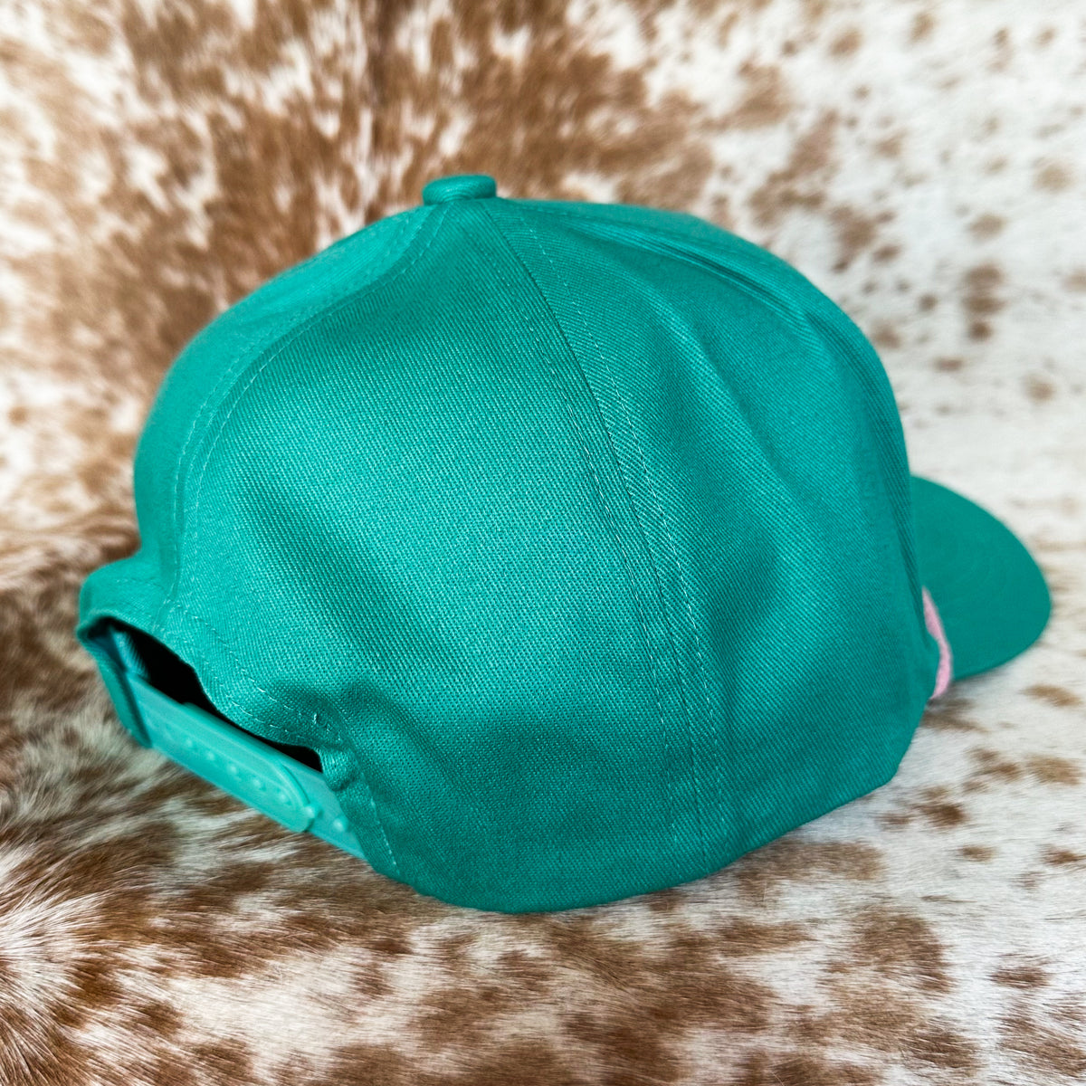 Dustybutts 5 Panel Rope Snapback Cap // Teal & Pink
