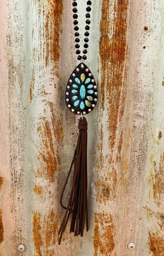 Leather Teardrop Pendant - Dustybutts Australia