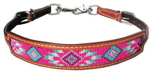 Medium_Leather_Wither_Strap_With_Pink_Beaded_Navajo_Inlay_-_Dustybutts_Australia-7509089