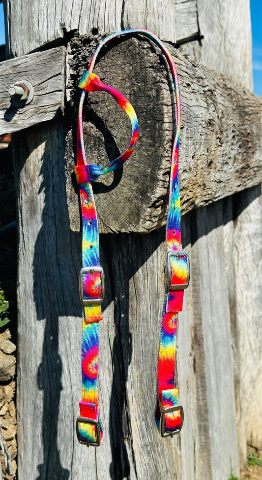 Nylon One Ear Headstall // Multi Color Tie Dye - Dustybutts Australia