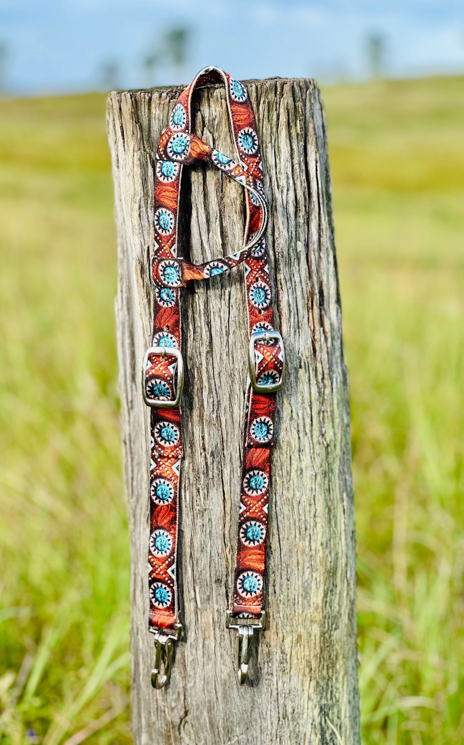 Quick Change Nylon One Eared Bridle - Wild West Feathered - Dustybutts Australia