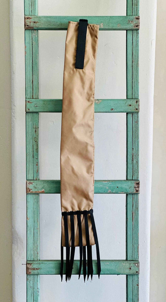 Tan Tail Bag With Black Whippers // Long - Dustybutts Australia