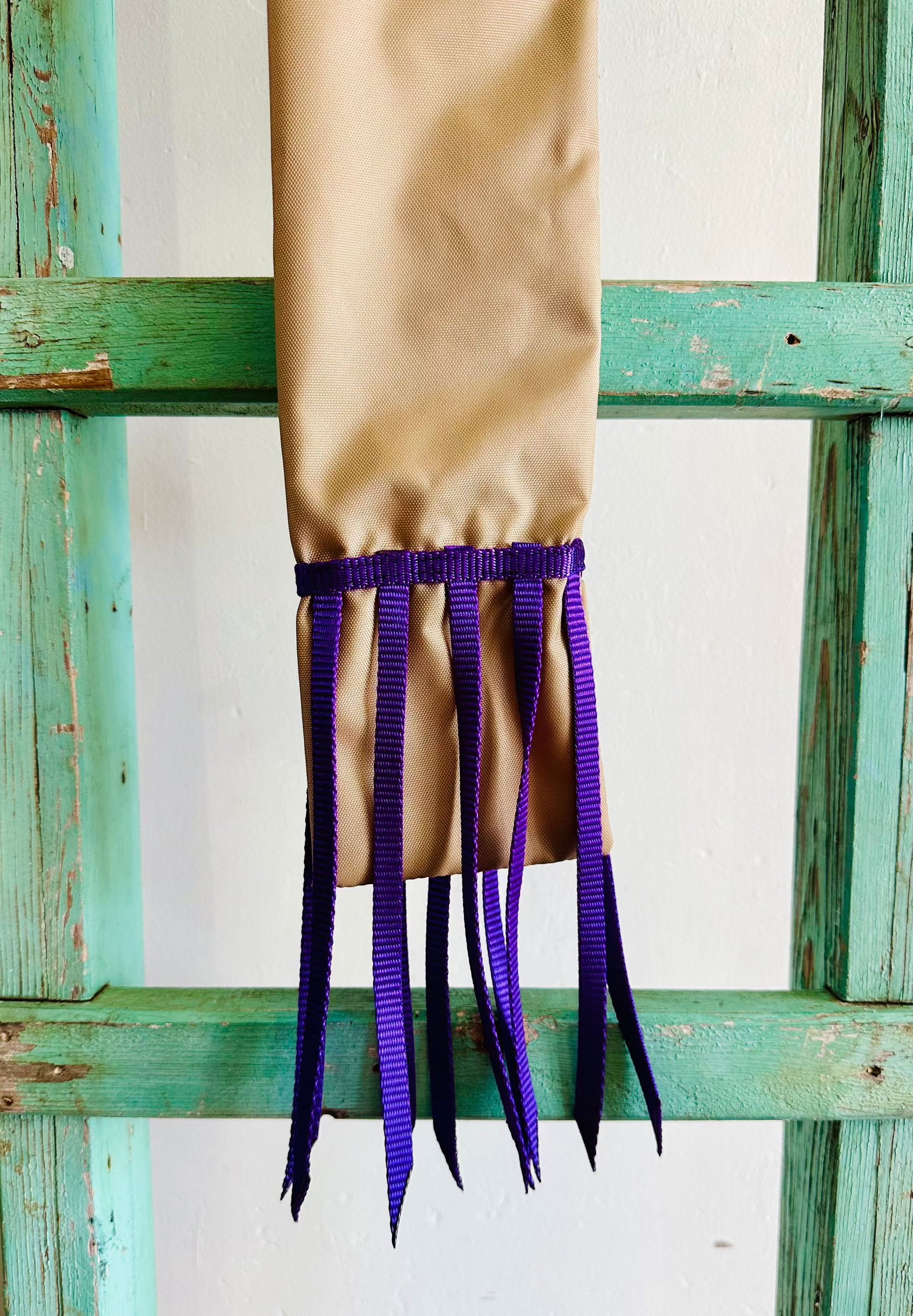 Tan Tail Bag With Purple Whippers // Long - Dustybutts Australia