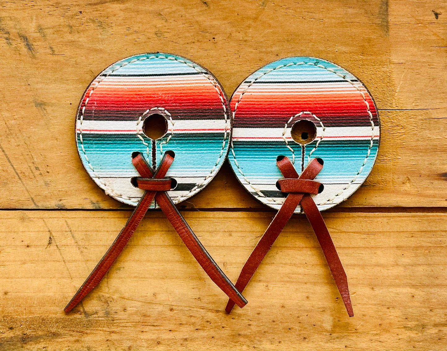 Leather Bit Guards // Teal Serape