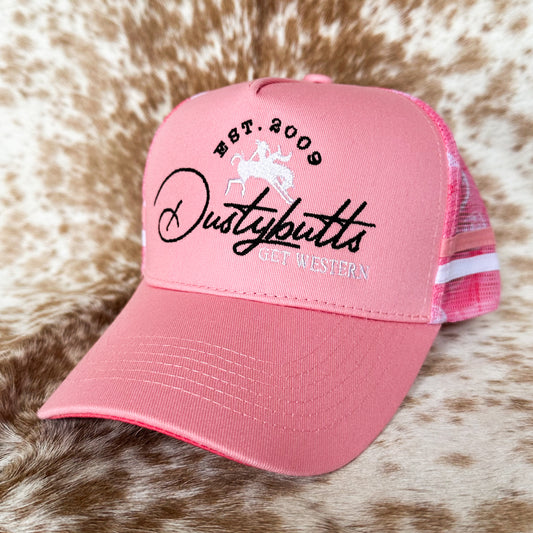 Dustybutts Trucker Cap // Ponytail // Pink Flamingo