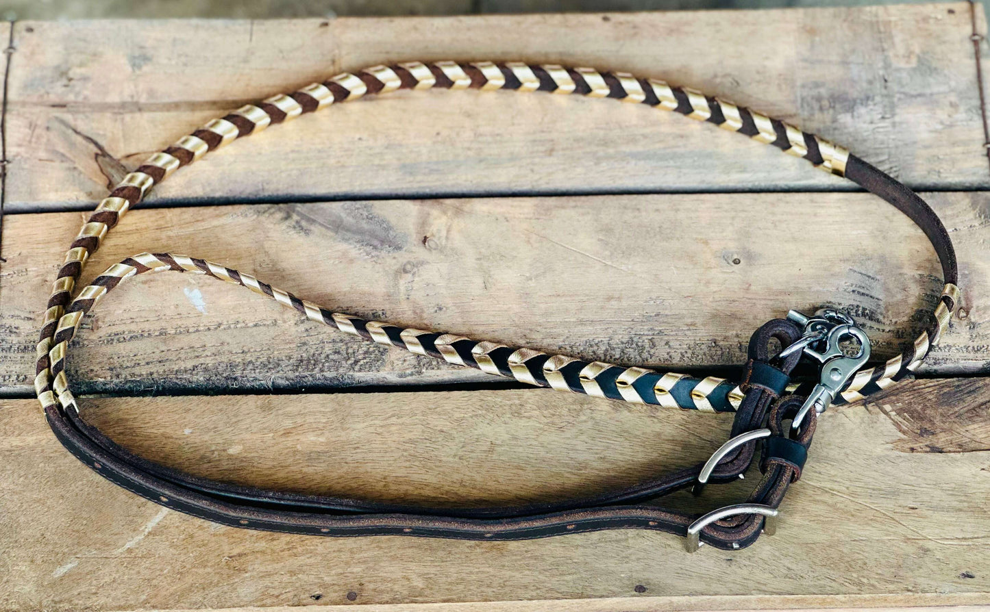 dustybutts-harness-leather-laced-barrel-racing-reins-metallic-gold-reins---dustybutts-australia-35929643