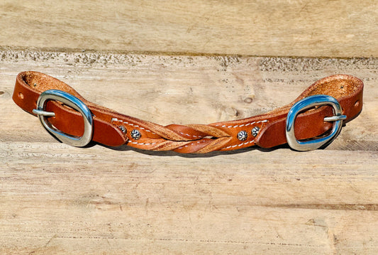 Dustybutts Harness Leather Bloodknot Curb Strap With Sunspots