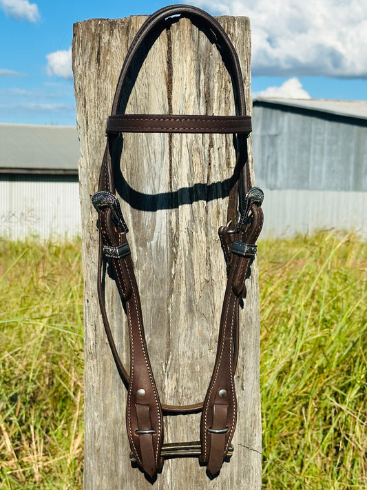 Dustybutts Harness Leather Quickchange Browband Bridle