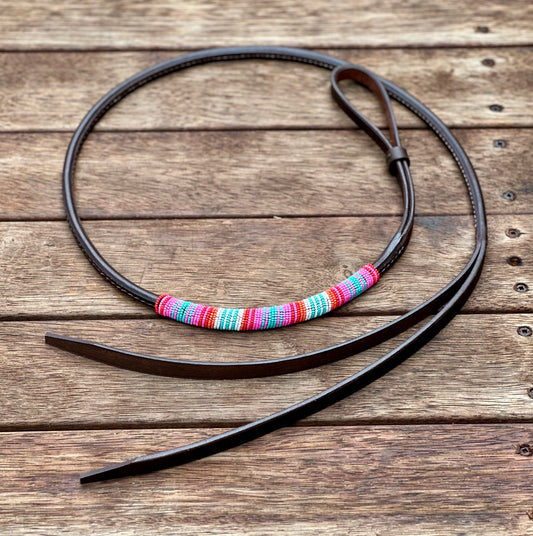 Seconds // Dustybutts Beaded Rolled Harness  Leather Over N Under / Pink Serape