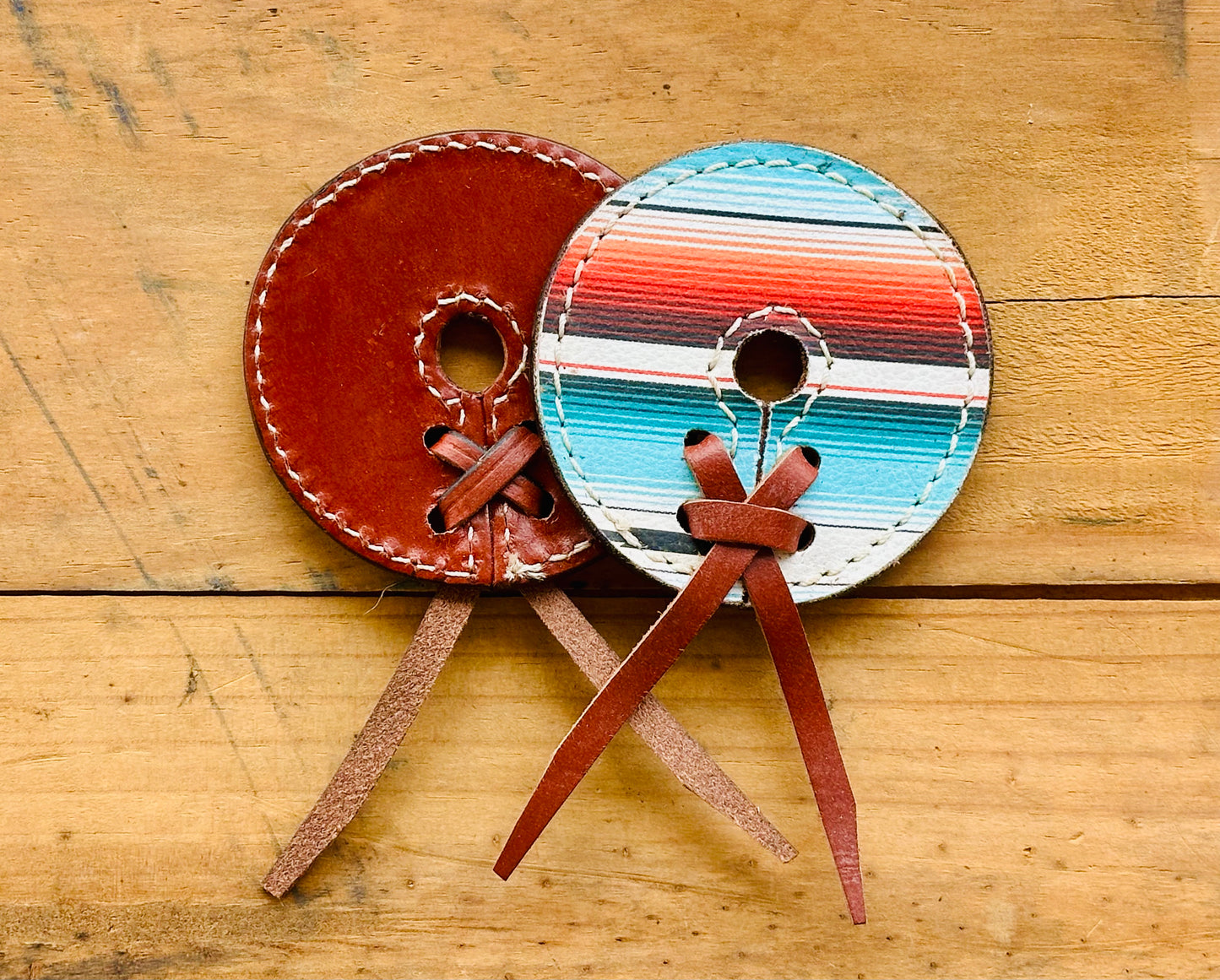 Leather Bit Guards // Teal Serape